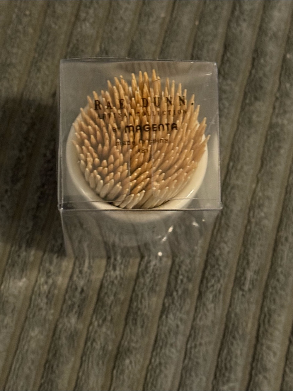 Rae Dunn White Ceramic Toothpicks Holder - White "TOOTHPICKS" - Picture 3 of 6